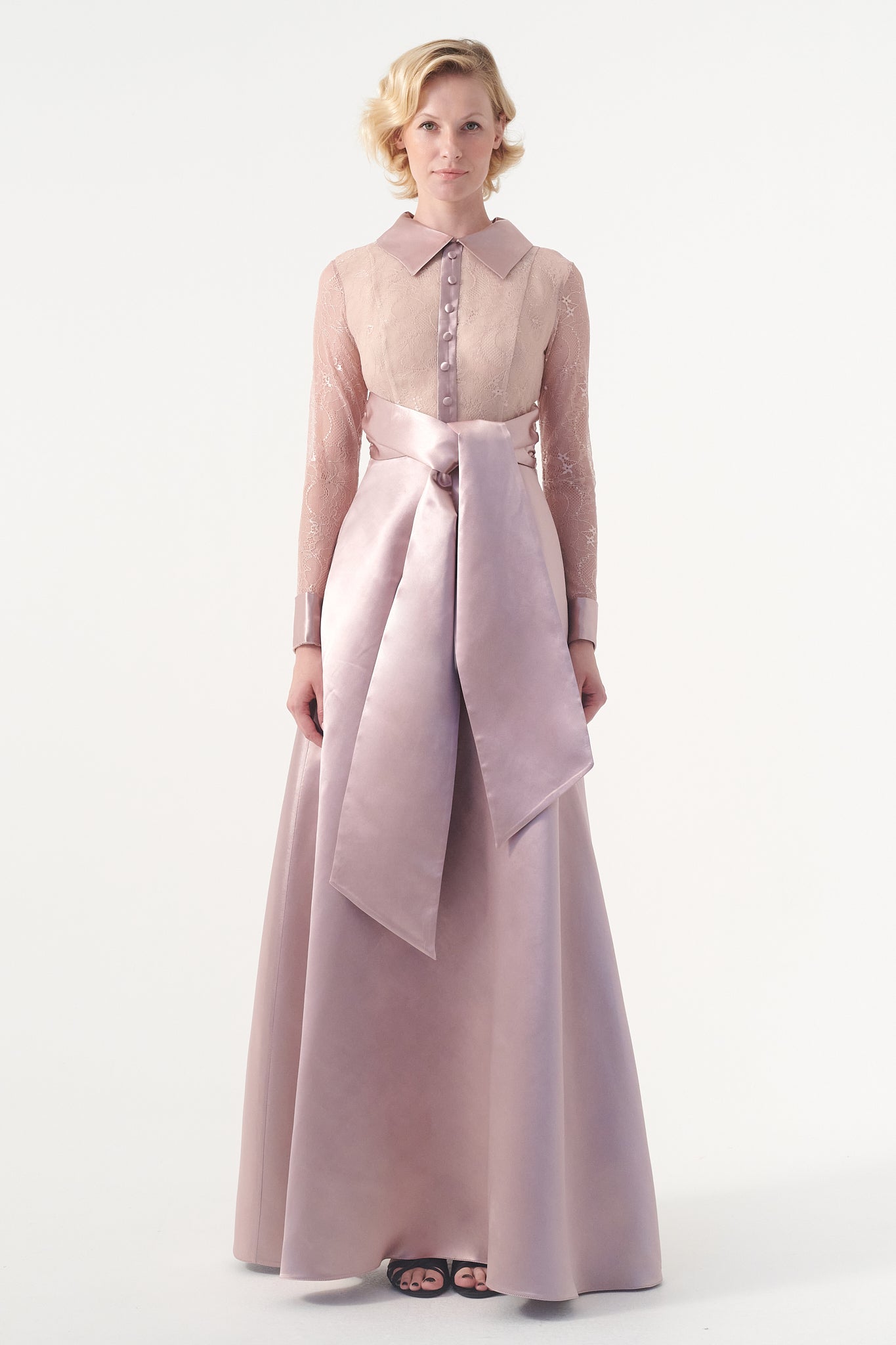 Lace And Taffeta Long Shirt Dress Lace And Taffeta Long Shirt Dress