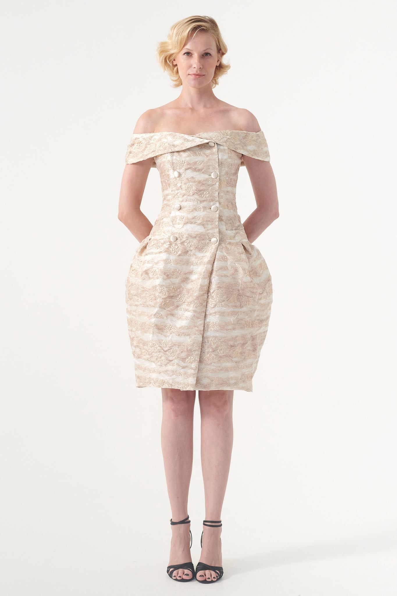 Double-Breasted Metallic Short Dress – John Paul Ataker