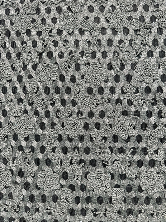 Gray Floral Embroidery