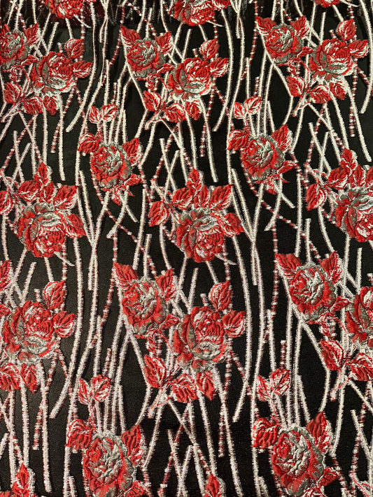 Floral Vine Pattern Burnout Brocade