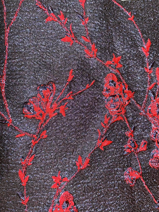 Textured Floral Vine Pattern Brocade