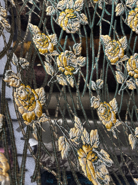 Floral Vine Pattern Burnout Brocade