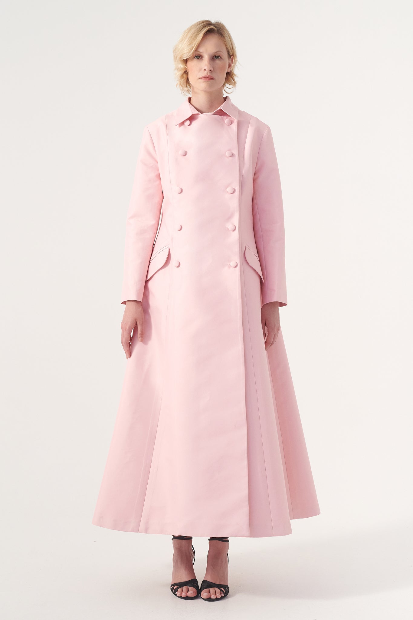 pink dress coat womens Uayotse Women's Elegant Pea Coats Hem Dress Coat Ruffle High-low Coat Wool Long Trench Coat Overcoats,Hot Pink L, Size: Large