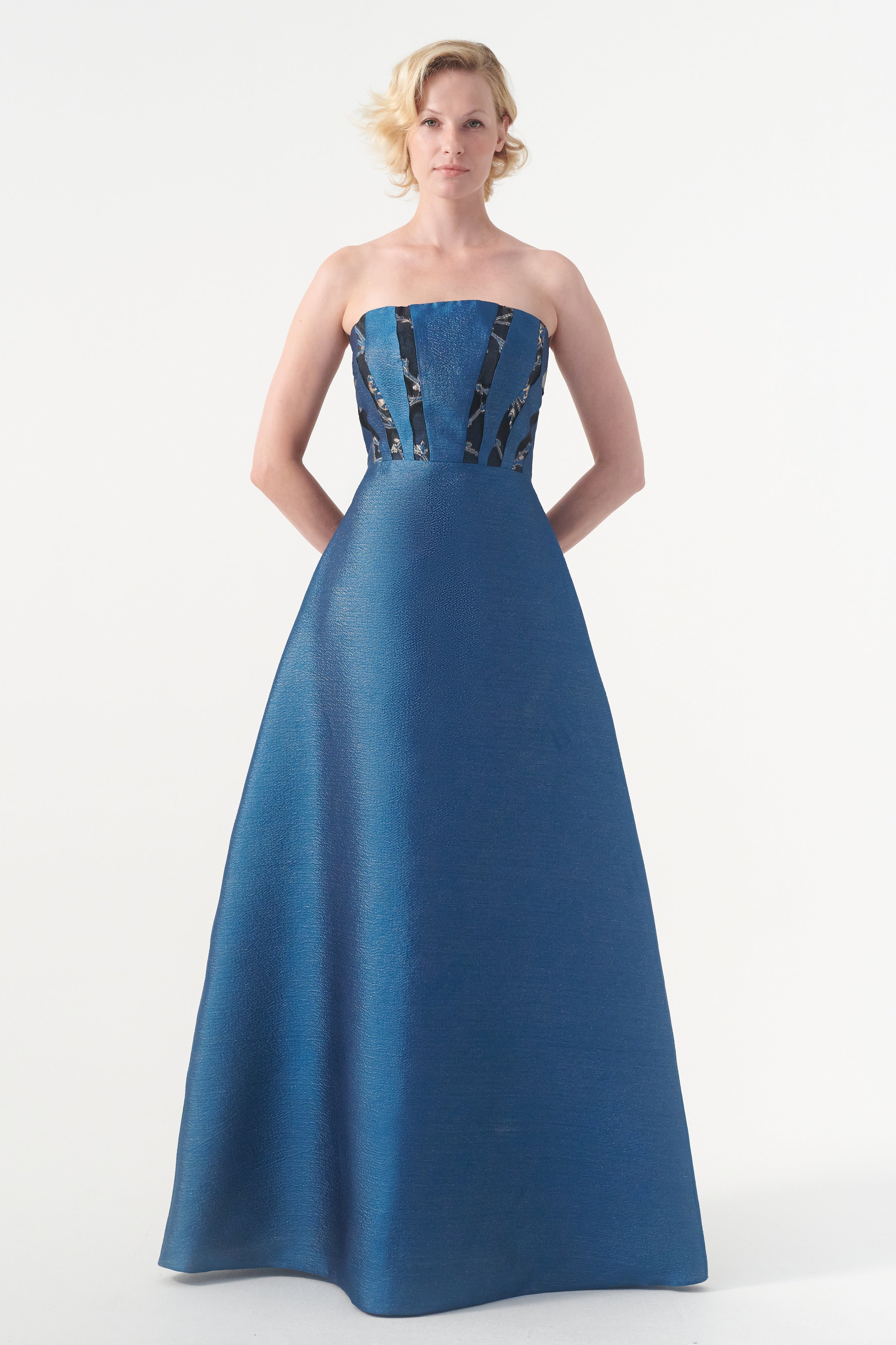 Strapless A-line full-length metallic brocade dress John Paul Ataker Strapless A-line full-length metallic brocade dress John Paul Ataker