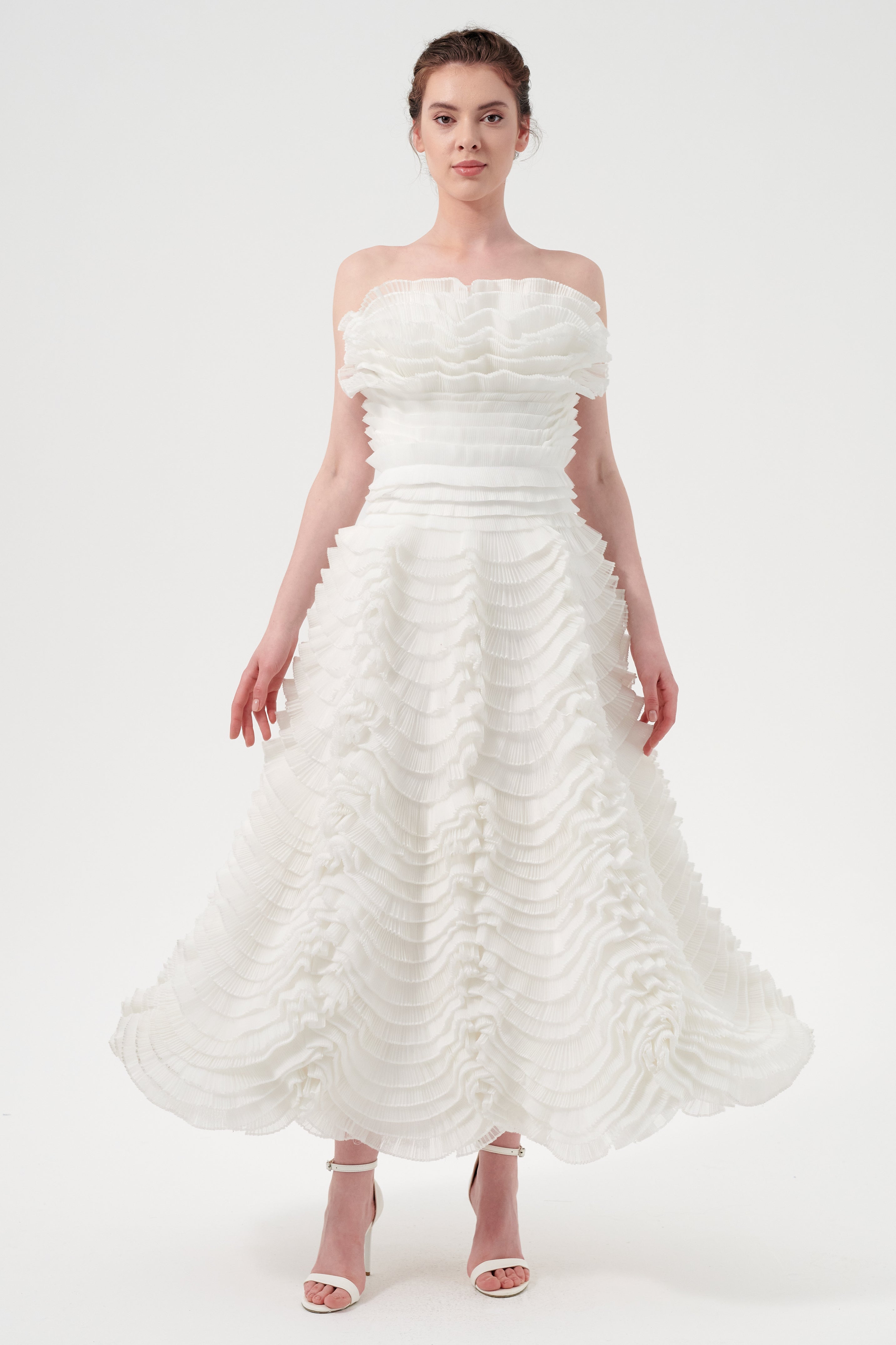 Strapless Ruffle A-Line Ankle-Length Dress John Paul Ataker Strapless Ruffle A-Line Ankle-Length Dress John Paul Ataker