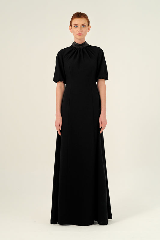 Turtleneck Short Sleeve Maxi Gown