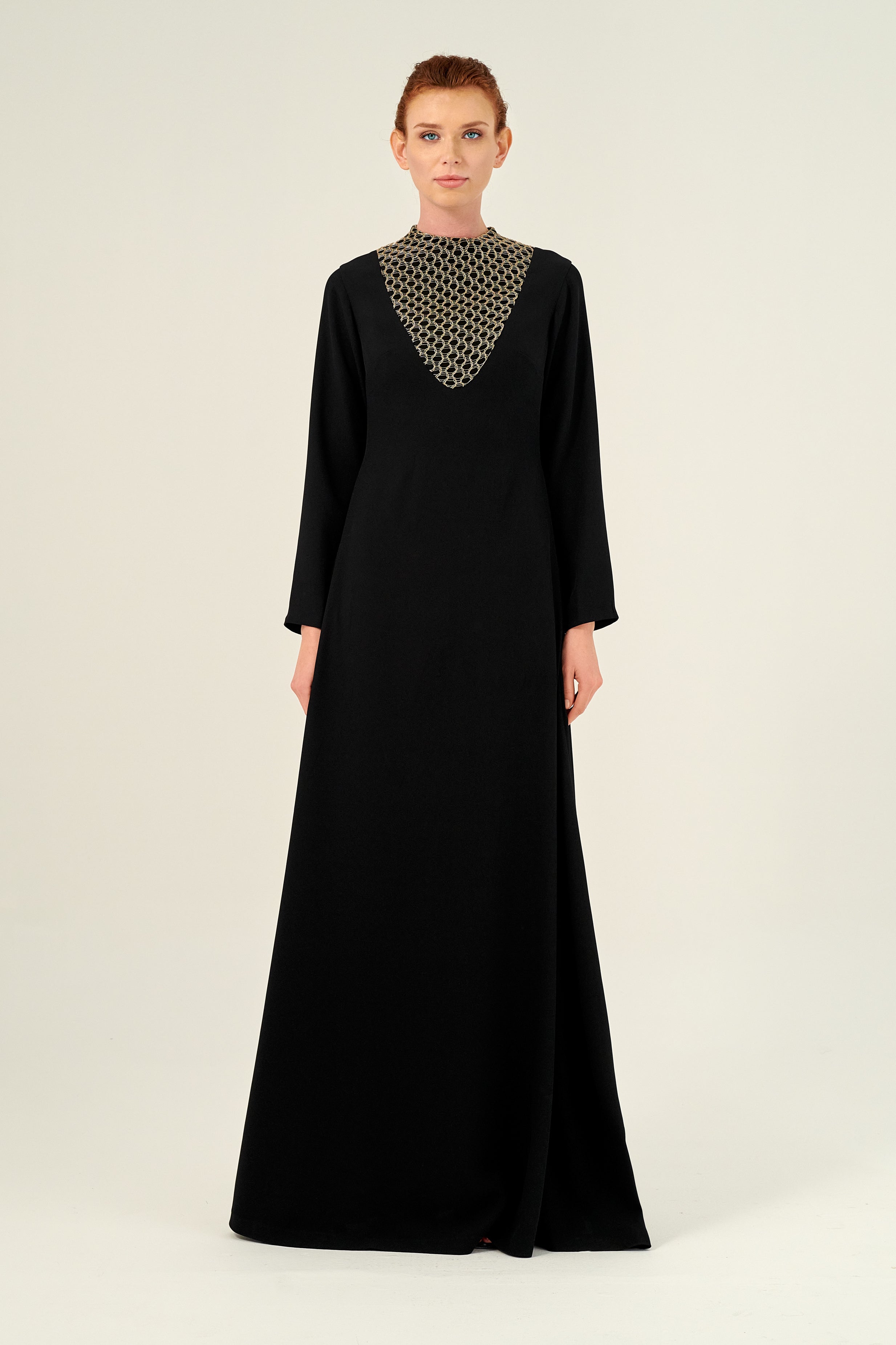 High Neckline Long Sleeve Maxi Dress John Paul Ataker High Neckline Long Sleeve Maxi Dress John Paul Ataker