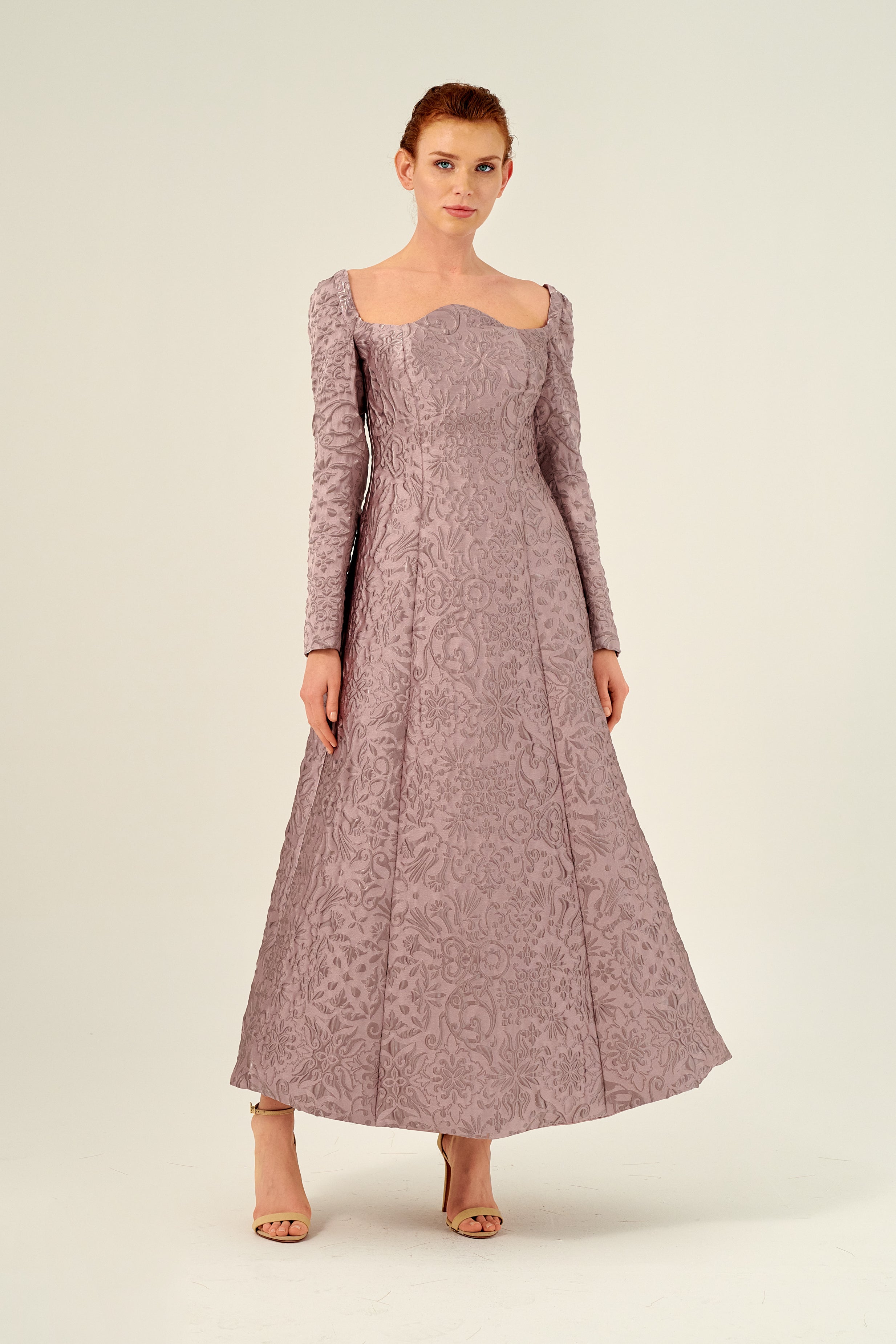 Square Neckline Fitted Bodice Maxi Dress Square Neckline Fitted Bodice Maxi Dress