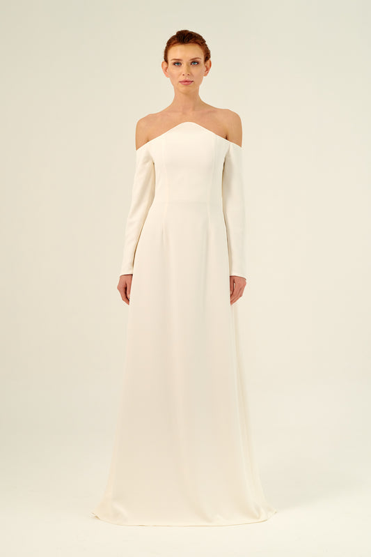 Off-Shoulder Neckline and A-Line Silhouette Dress