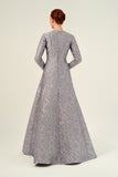 High Neck Long Sleeves Fit and Flare Ball Gown