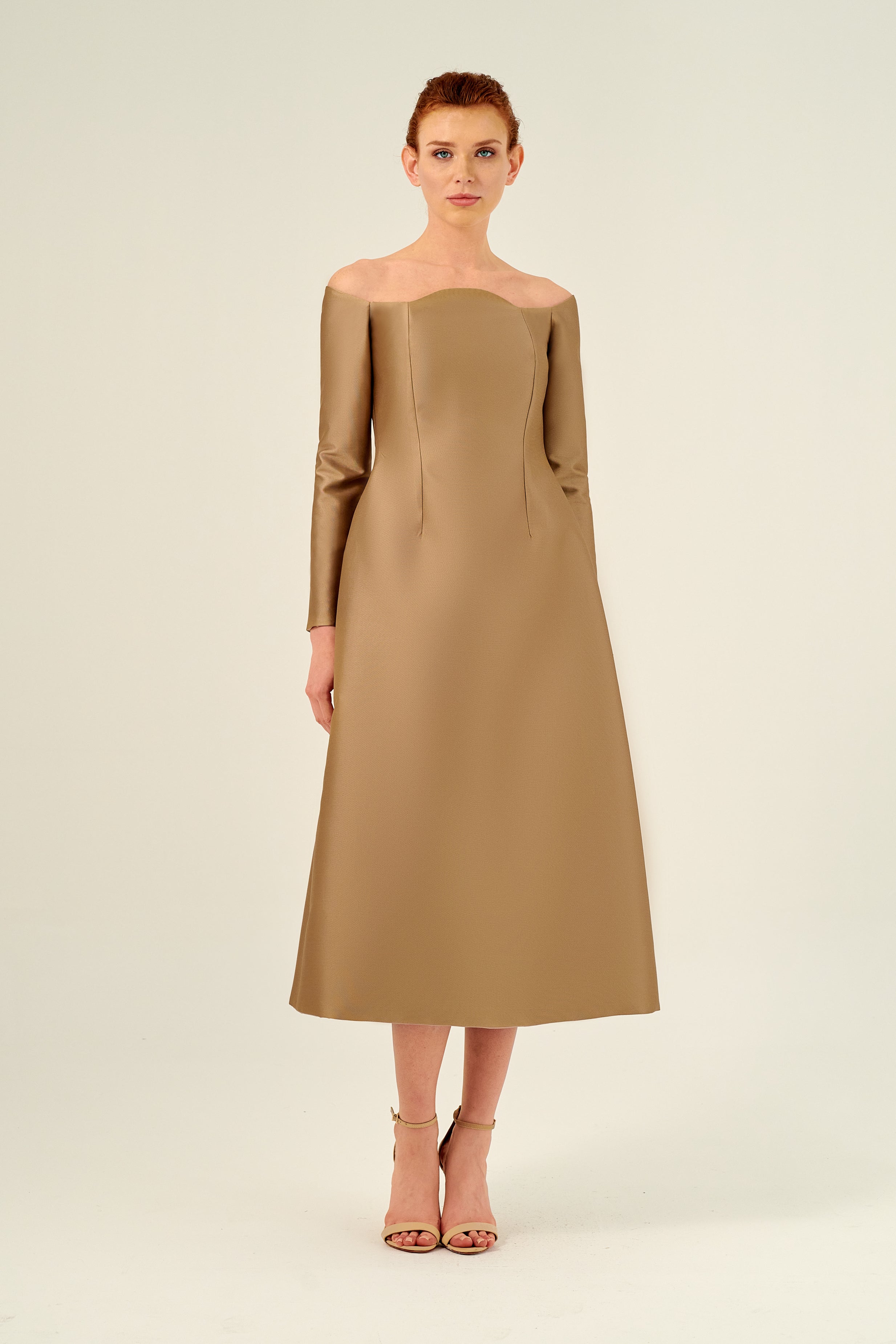 Long Sleeve Off Shoulder Midi Length Dress John Paul Ataker Long Sleeve Off Shoulder Midi Length Dress John Paul Ataker