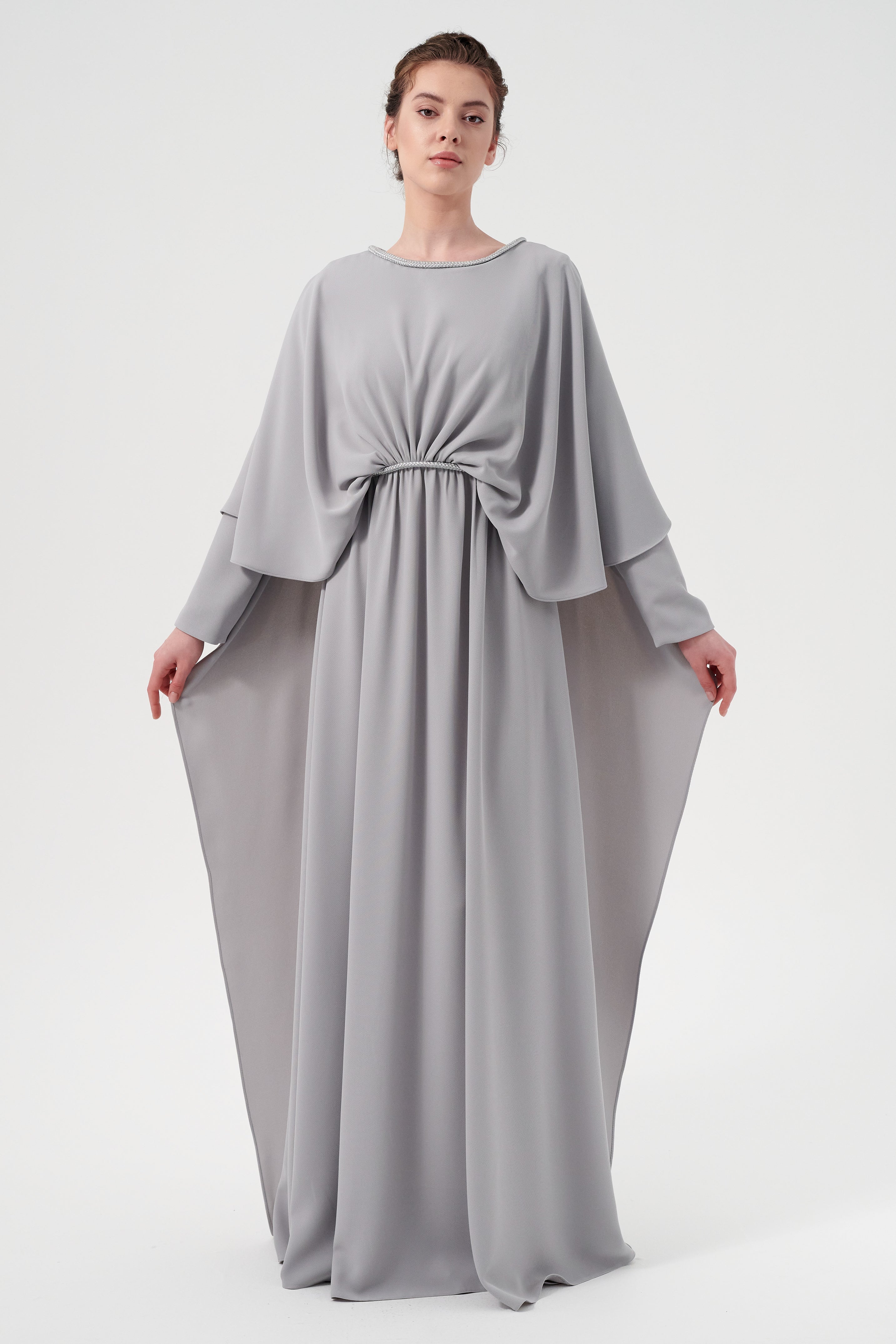 Long Sleeves Overlay Cape Effect Boatneck Long Dress John Paul Ataker Long Sleeves Overlay Cape Effect Boatneck Long Dress John Paul Ataker