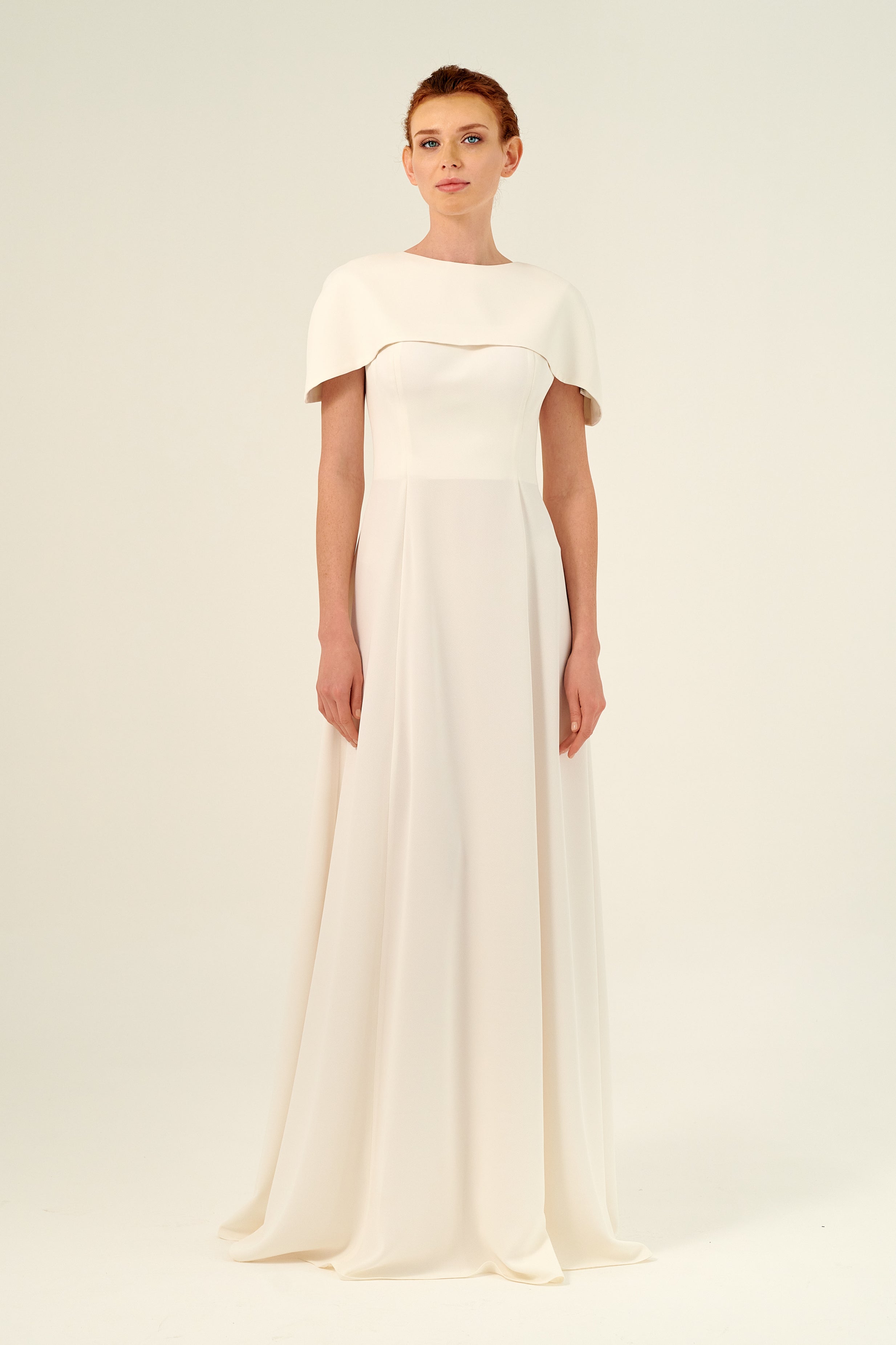 Functional Cape Detail A-Line Silhouette Long Dress John Paul Ataker Functional Cape Detail A-Line Silhouette Long Dress John Paul Ataker