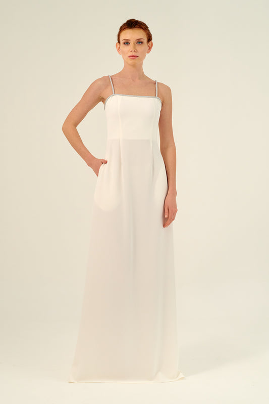 A Line Silhouette Braided Straps Detail Long Dress