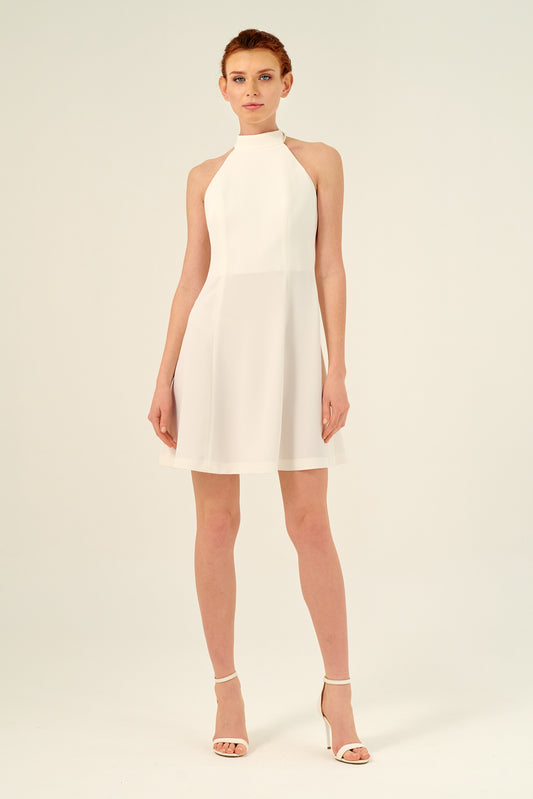 High Neck Tie Up Short Dress