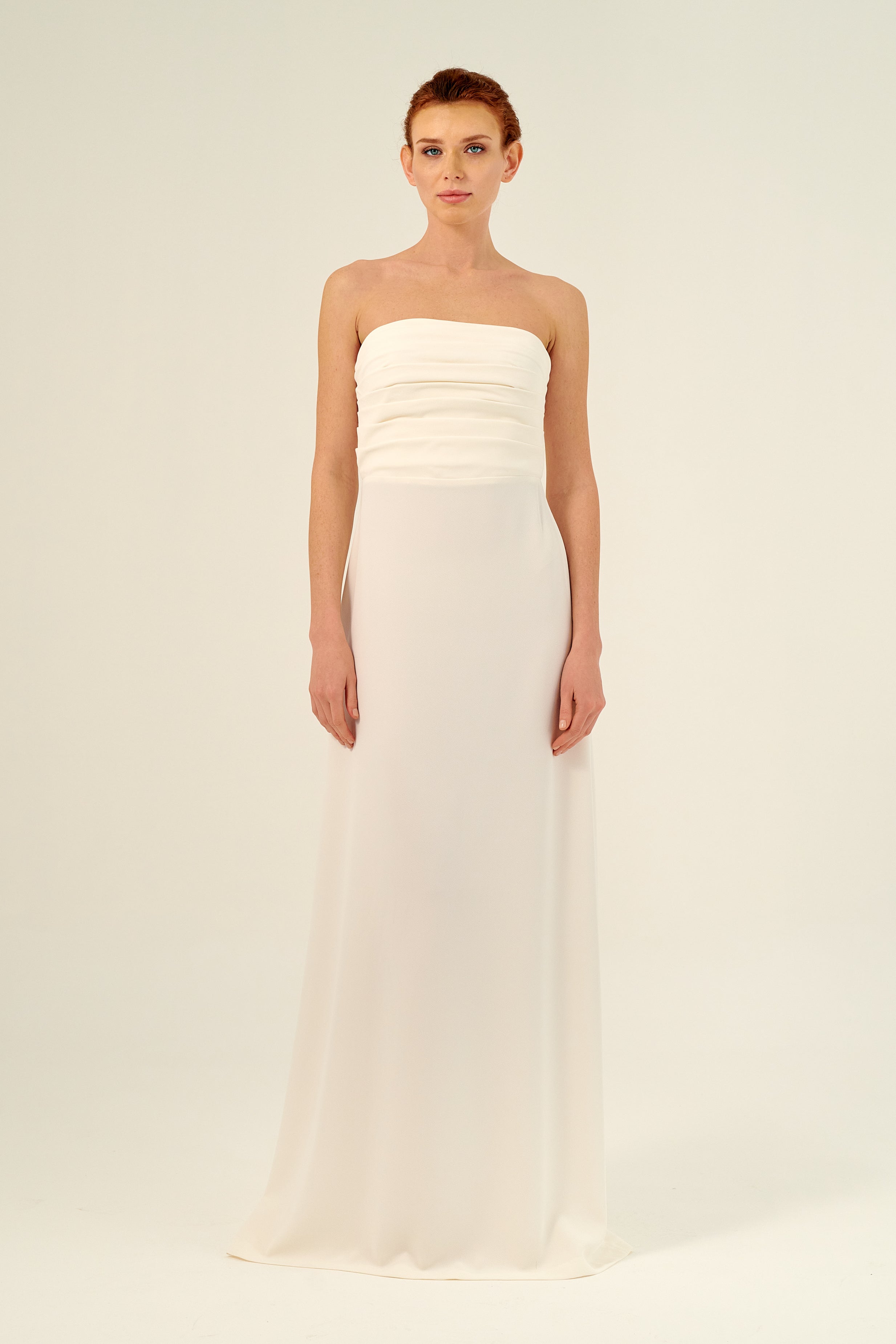 Pleated Bodice Long Strapless Evening Gown John Paul Ataker Pleated Bodice Long Strapless Evening Gown John Paul Ataker