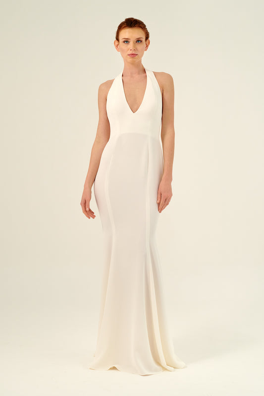 Plunging Neckline Floor-Length Fitted Dress