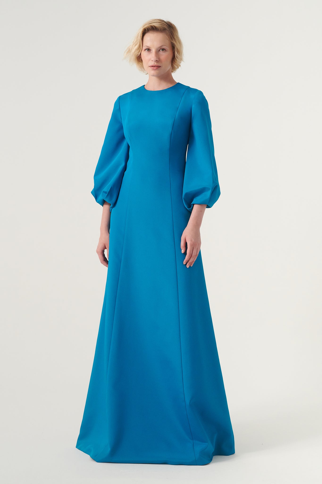 Floor-length A-line bishop sleeves detail long dress Navy Floor-length A-line bishop sleeves detail long dress Navy