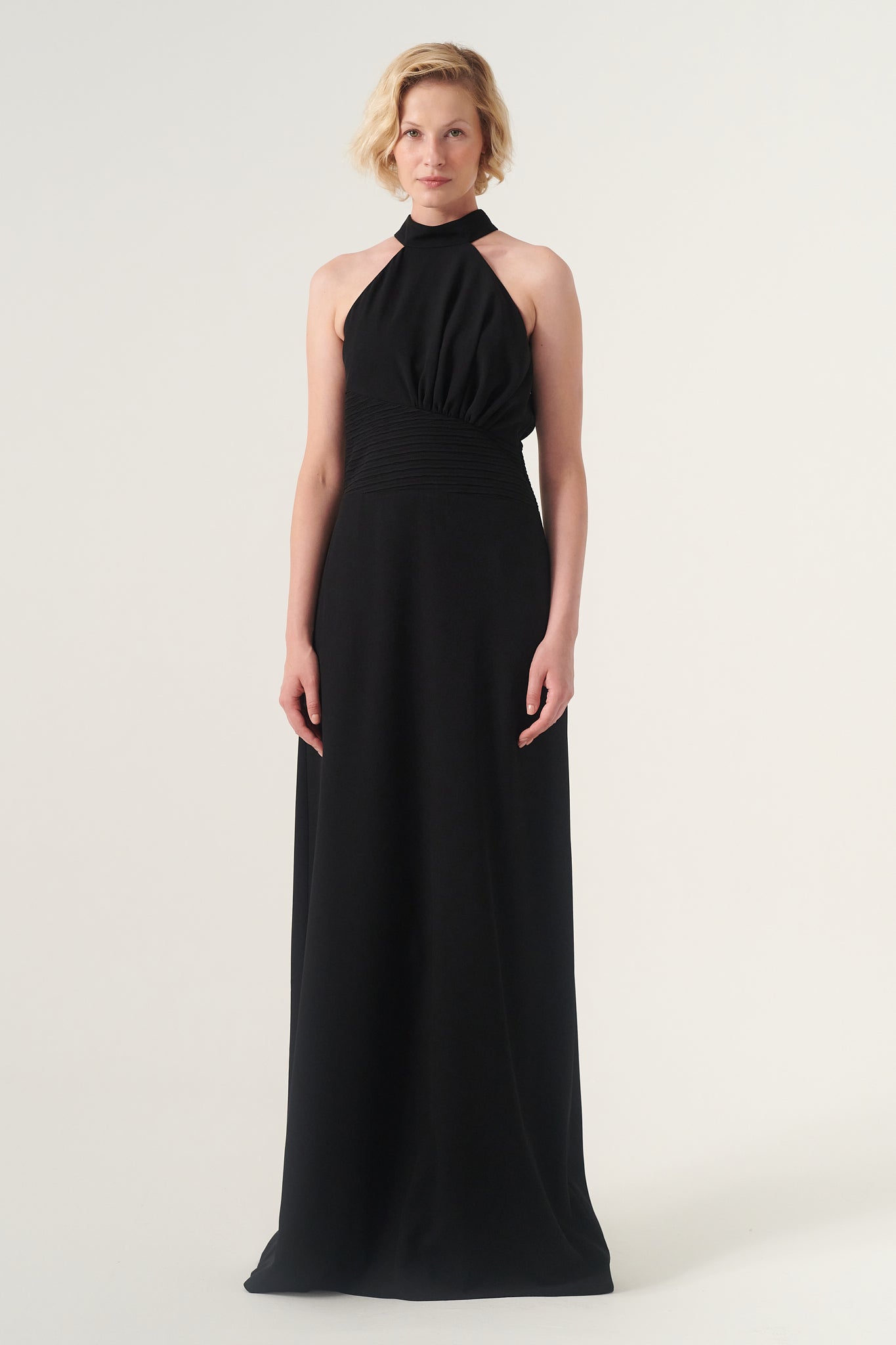 High neck pleated body detail long column dress John Paul Ataker High neck pleated body detail long column dress John Paul Ataker
