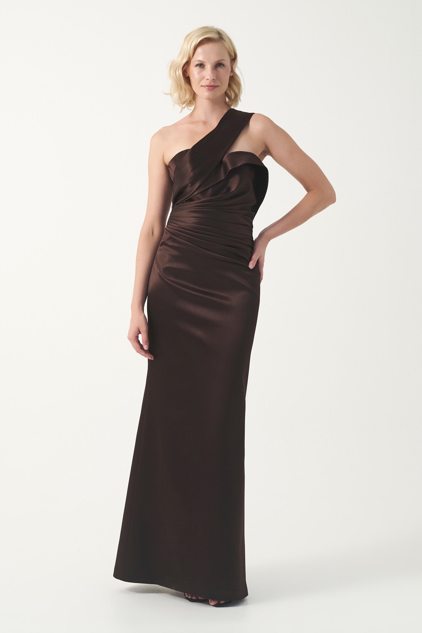 draped satin one shoulder dress Bella Drape One Shoulder Satin Bridesmaid Dress Six Stories