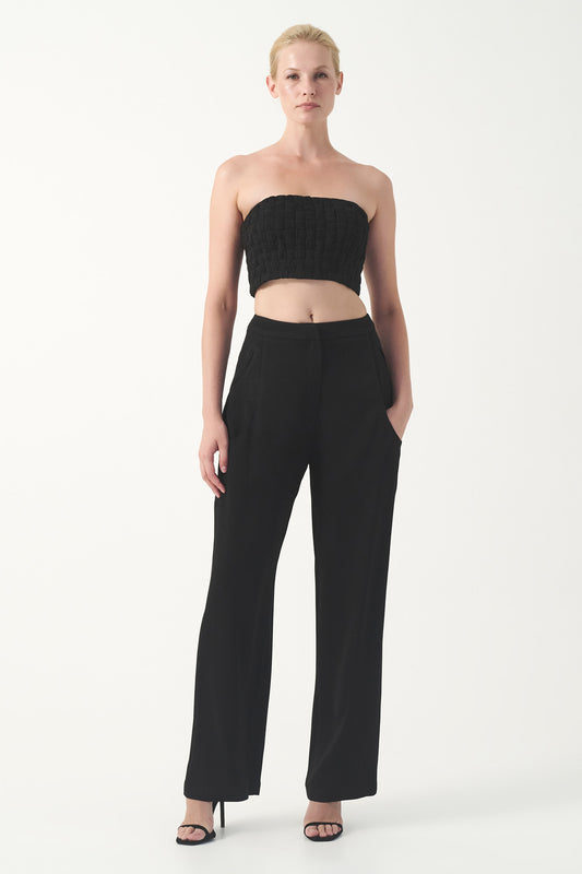 Woven Bandeau with Tailored Pants