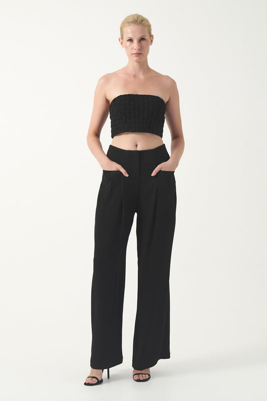 Woven Bandeau with Waistband Relaxed Trousers