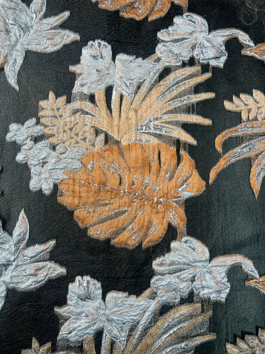 Multi-Color Floral Pattern Burnout Brocade