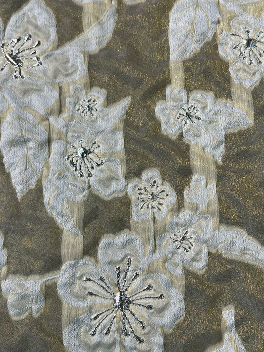 Textured Floral Pattern Burnout Brocade