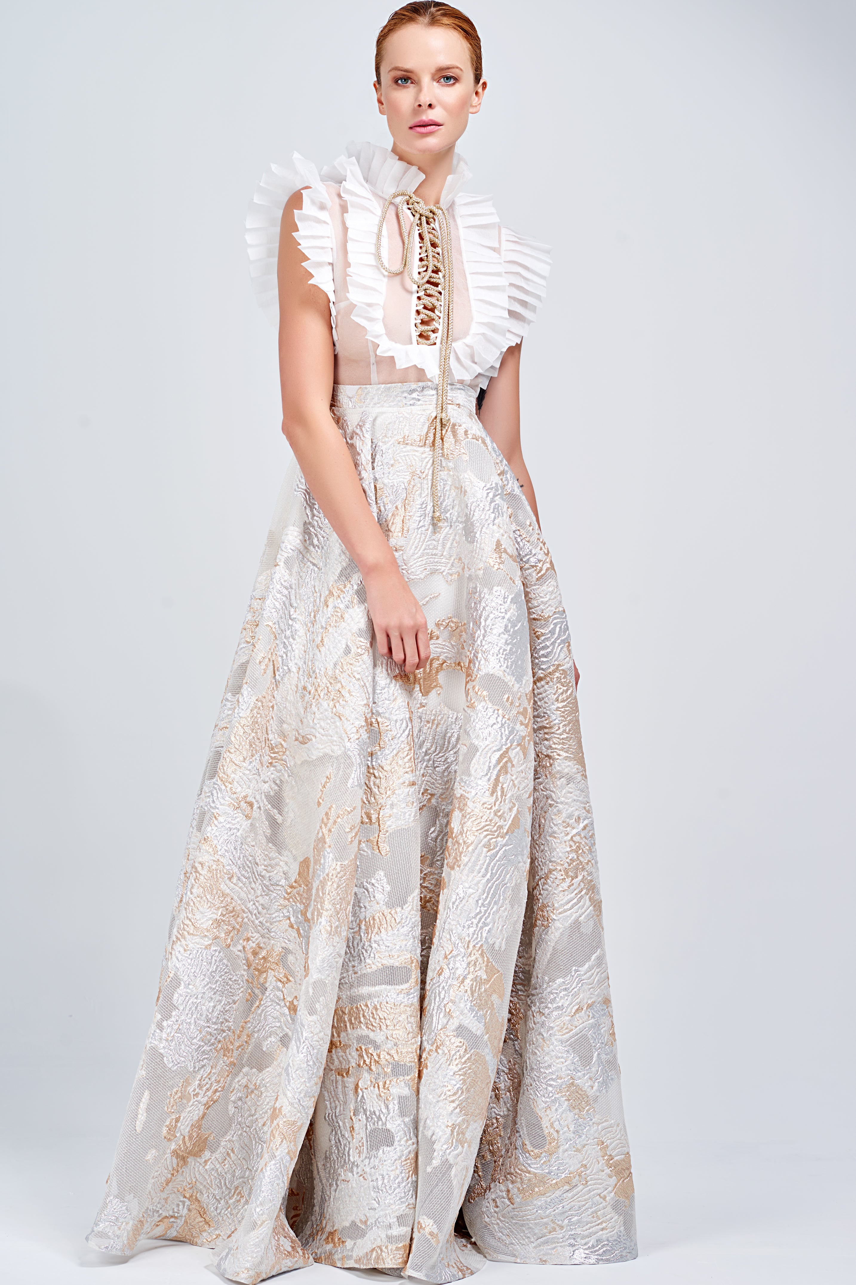 organza tie-waist maxi dress After Six Women's Marie Metallic Floral Tie Waist Organza Gown - Natural