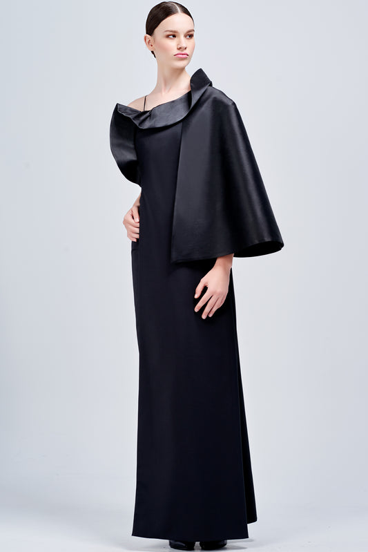 Taffeta Structured Long Faille Dress