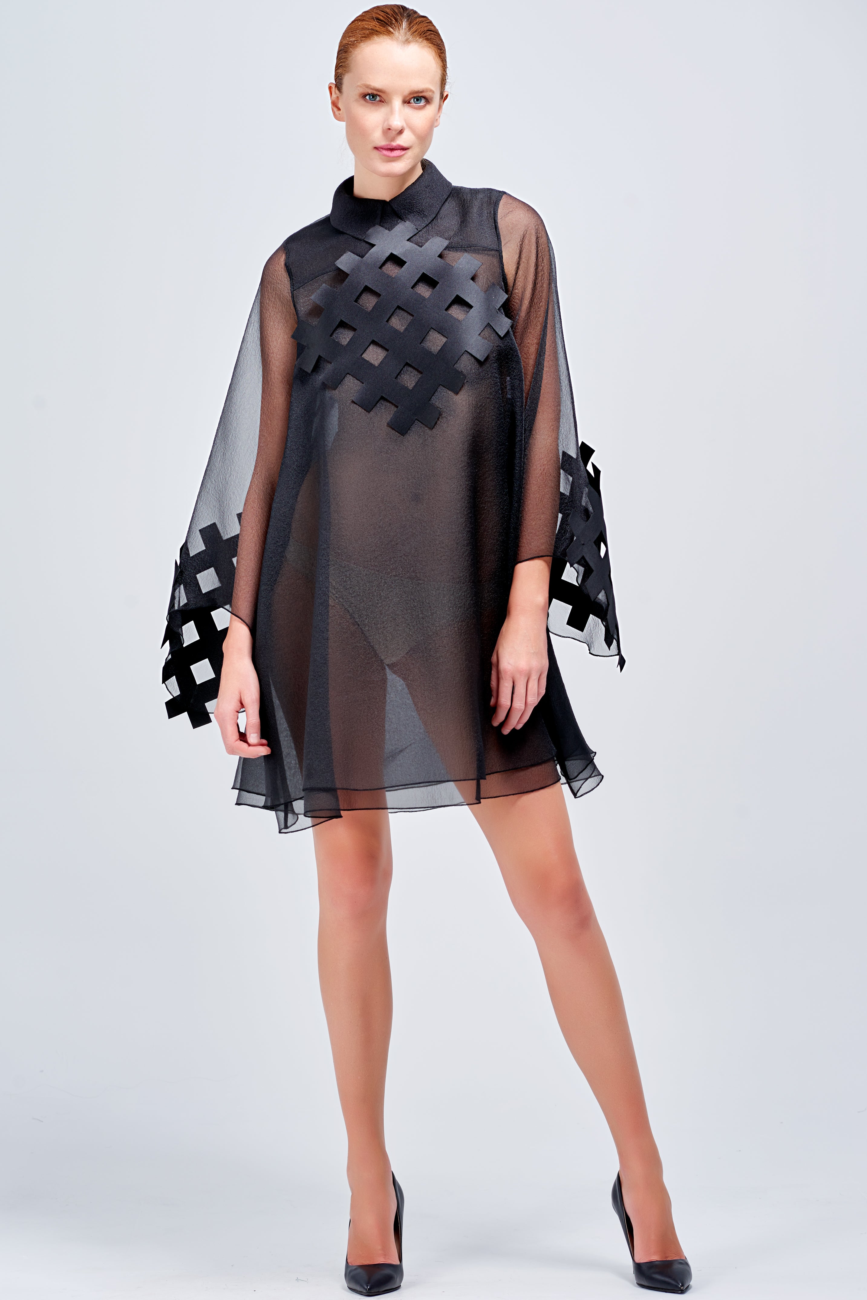 black organza dress zara NWT ZARA CONTRASTING ORGANZA BLACK DRESS