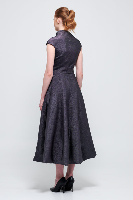 Asymmetric V-Neckline Midi Gown