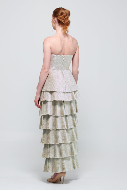 Layered Long Strapless Dress