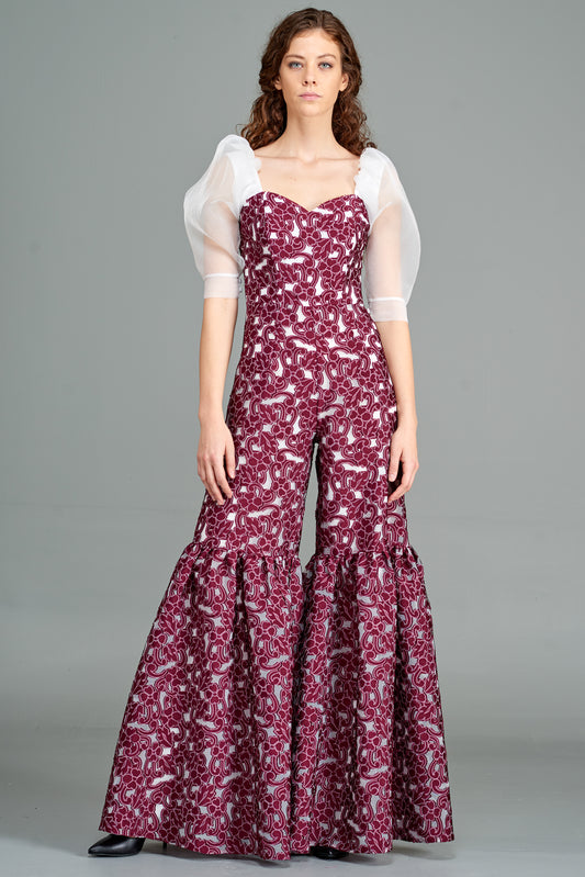 Organza Balloon Sleeve Jumpsuit