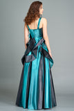 Paneled Metallic Jacquard Gown