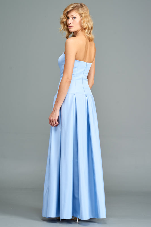 Strapless Pleated Gown