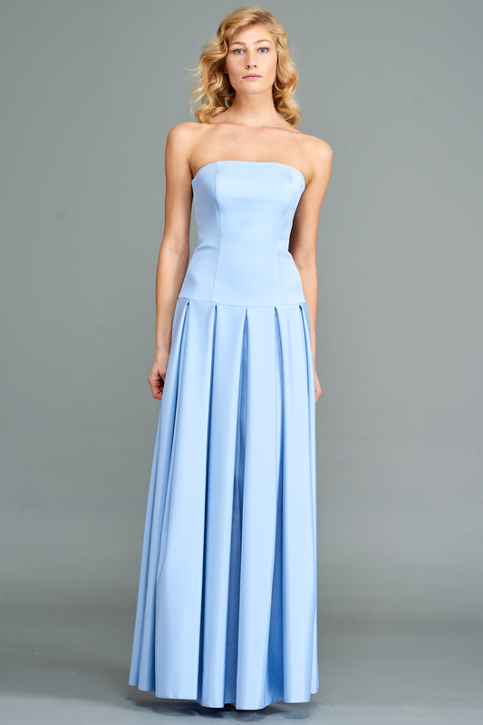 Strapless Pleated Gown
