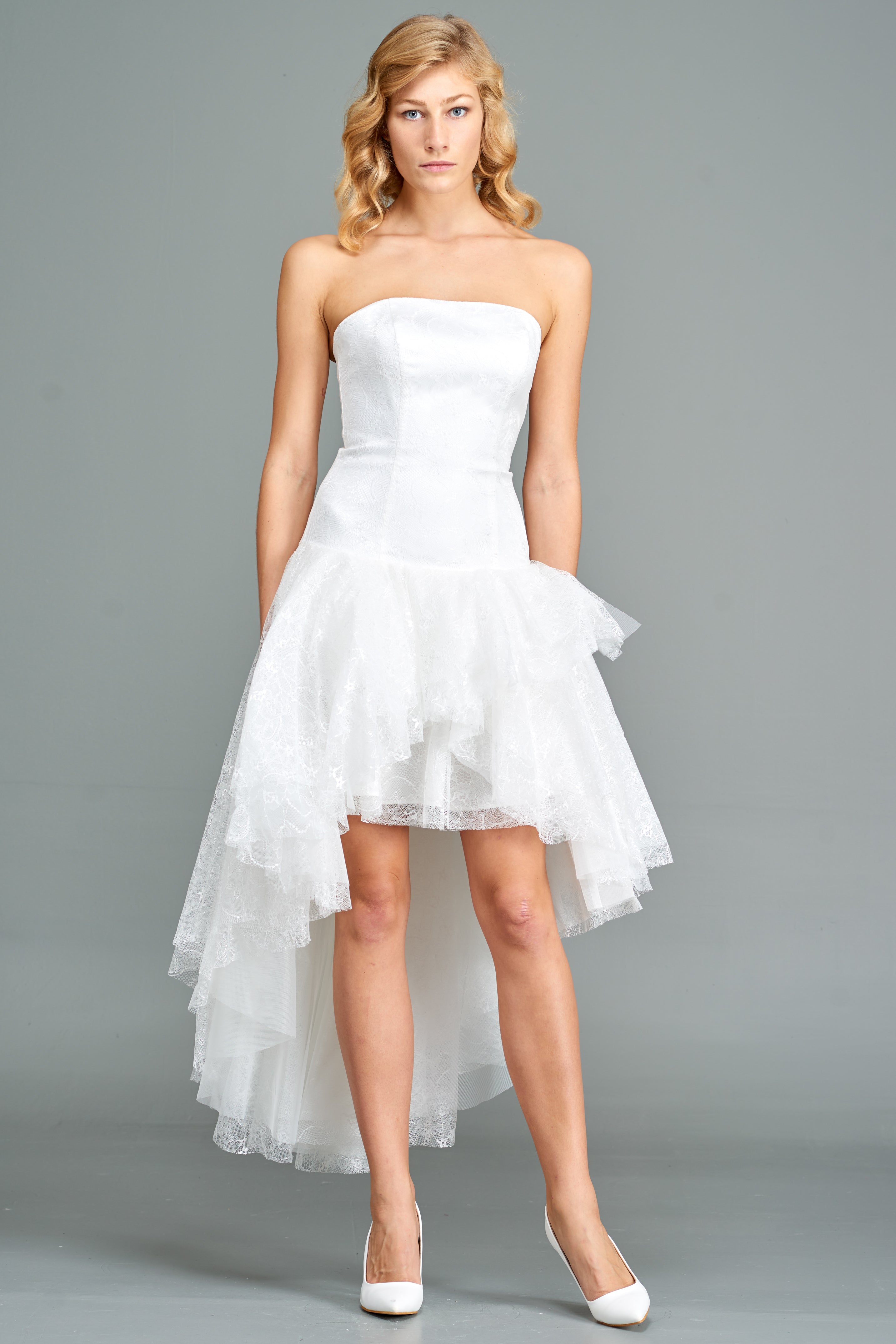strapless high low dress Short Lace Prom with Long Overskirt Black / 4 Jovani 42345 is a high Alfred Sung Plus Size Strapless