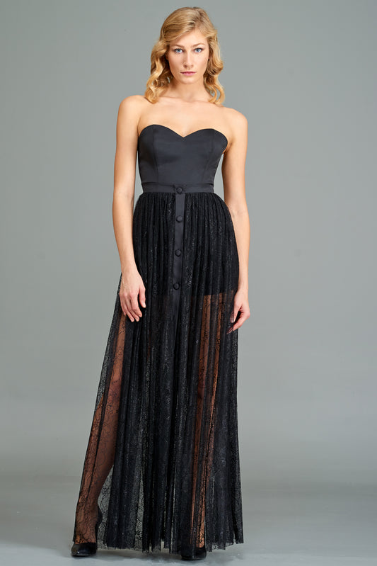 Faille Jumpsuit and Lace Overskirt