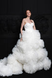 Pleated Sweetheart Neckline 3D Fluffy Bridal Gown
