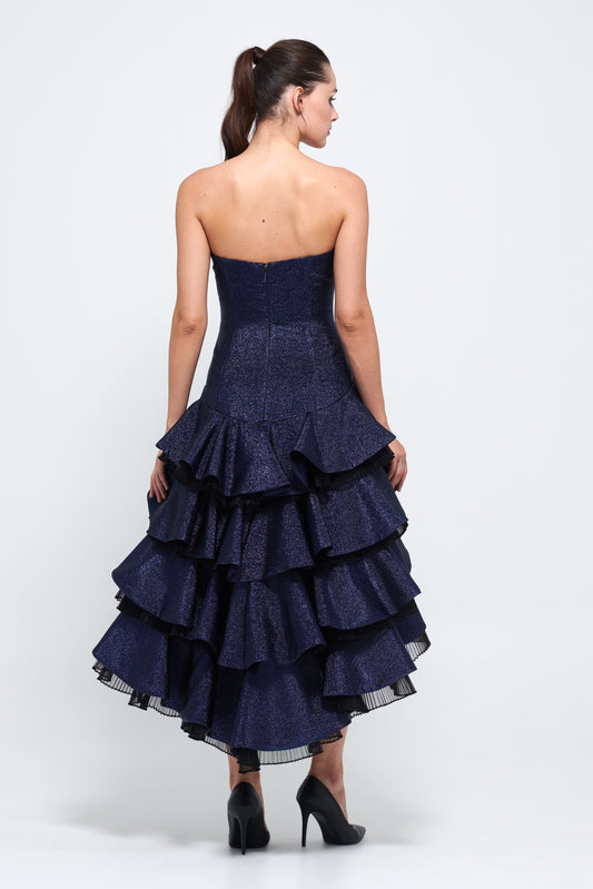 Layered Tulle Detailed Maxi Dress