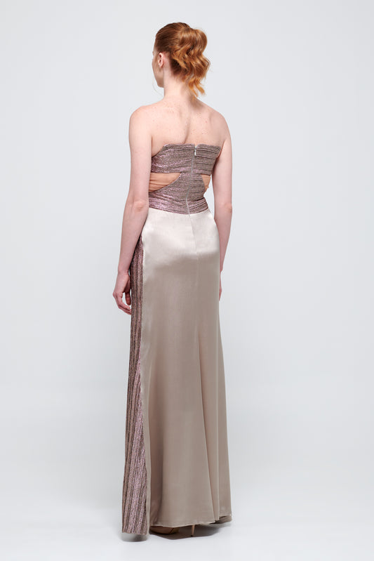 Strapless Long Dress with Deep Slit