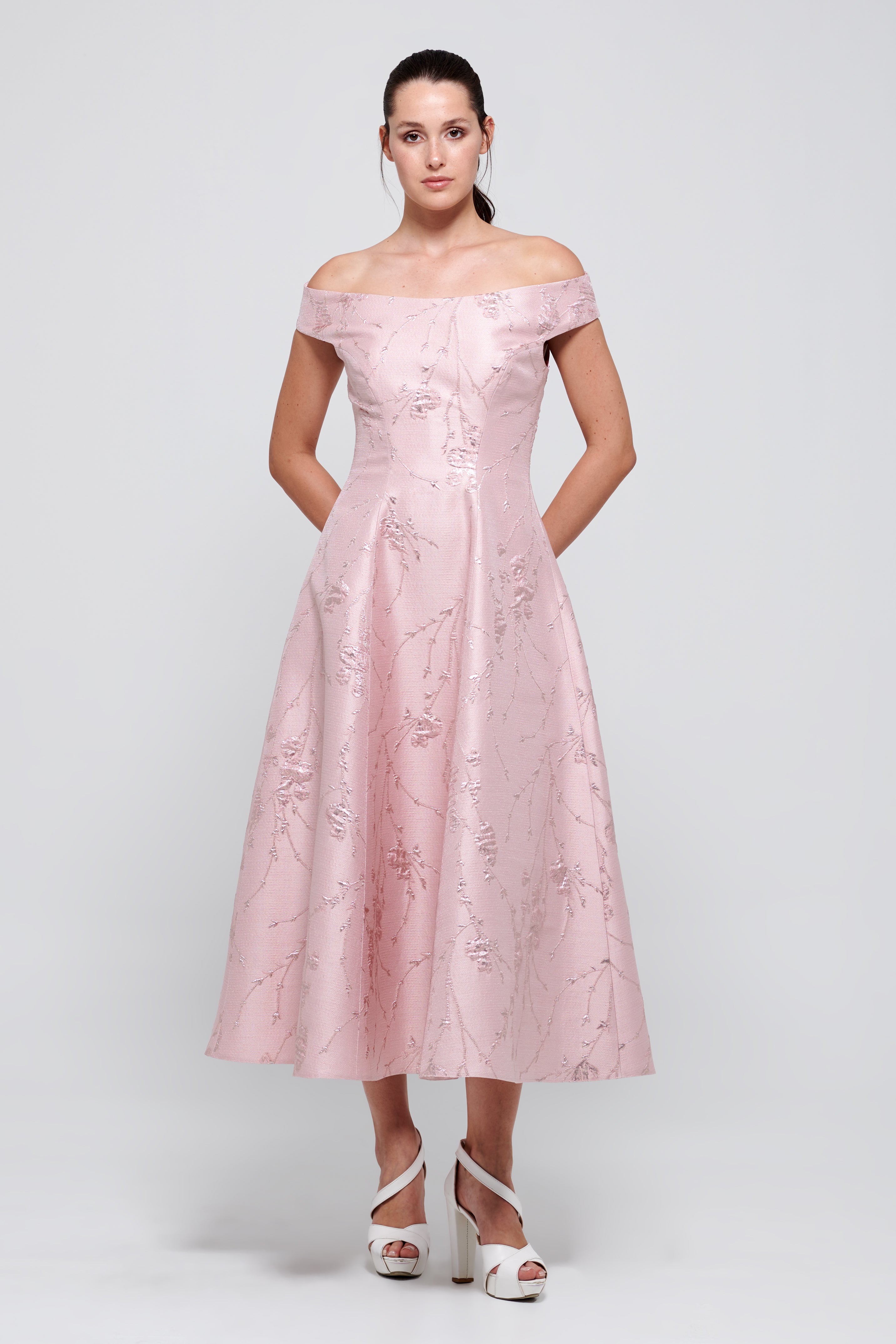 Off The Shoulder Metallic Jacquard Cocktail Dress Vision Off The Shoulder Metallic Jacquard Cocktail Dress Vision