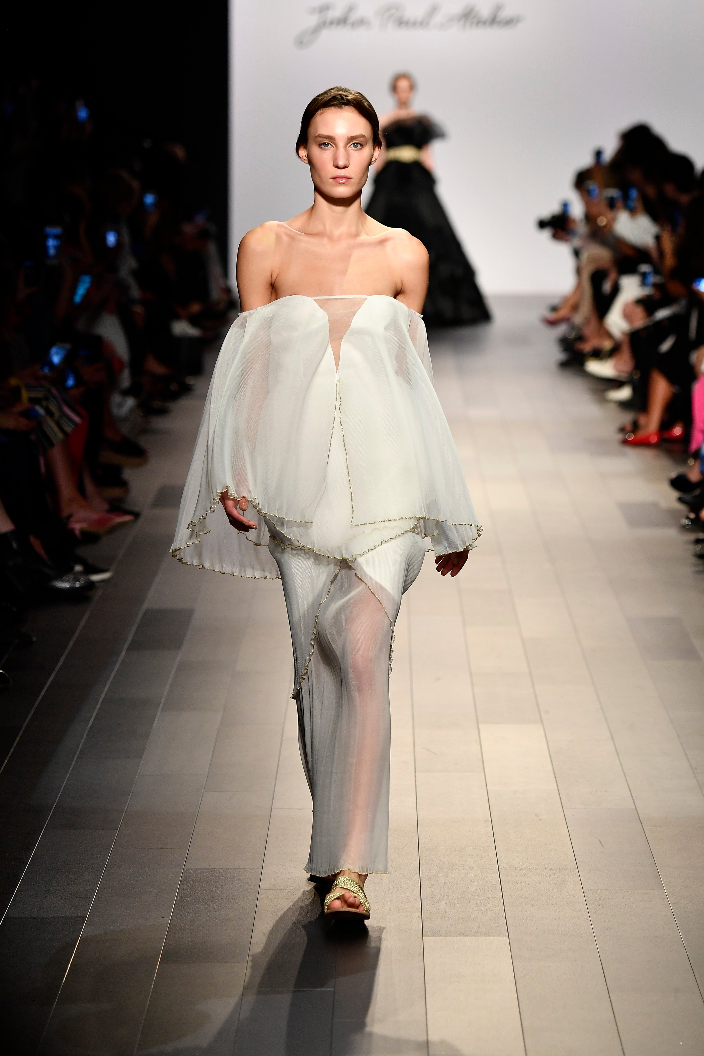 Pleated Organza Long Dress with Metallic Yarn Detail John Paul Ataker Pleated Organza Long Dress with Metallic Yarn Detail John Paul Ataker