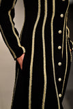 Metallic Cord Striped Viscose Jacquard Long Dress