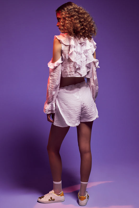 Ruffled Flowered Poplin Crop Top and Short