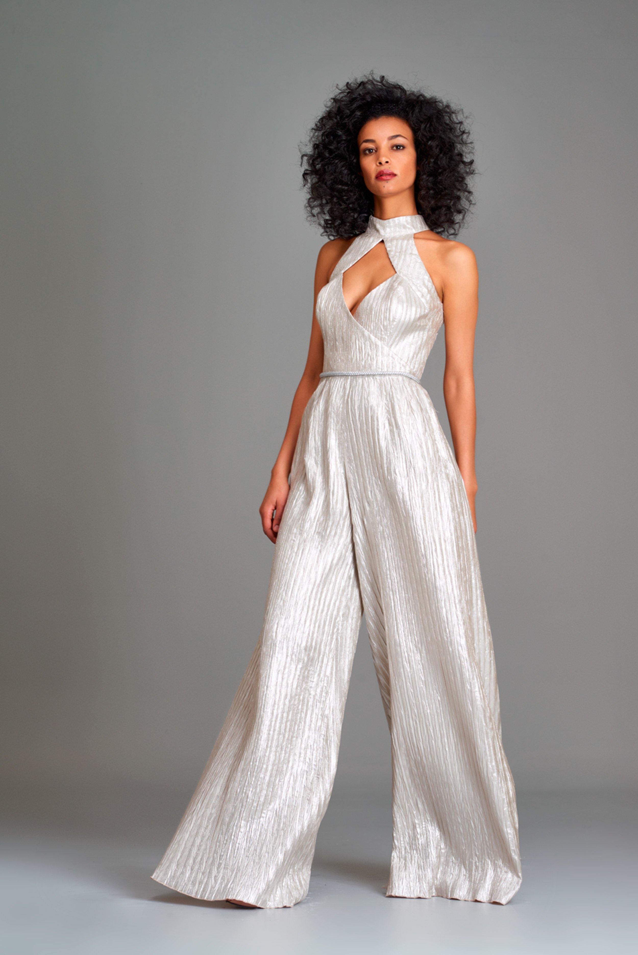 satin jumpsuit dress Sea Foam