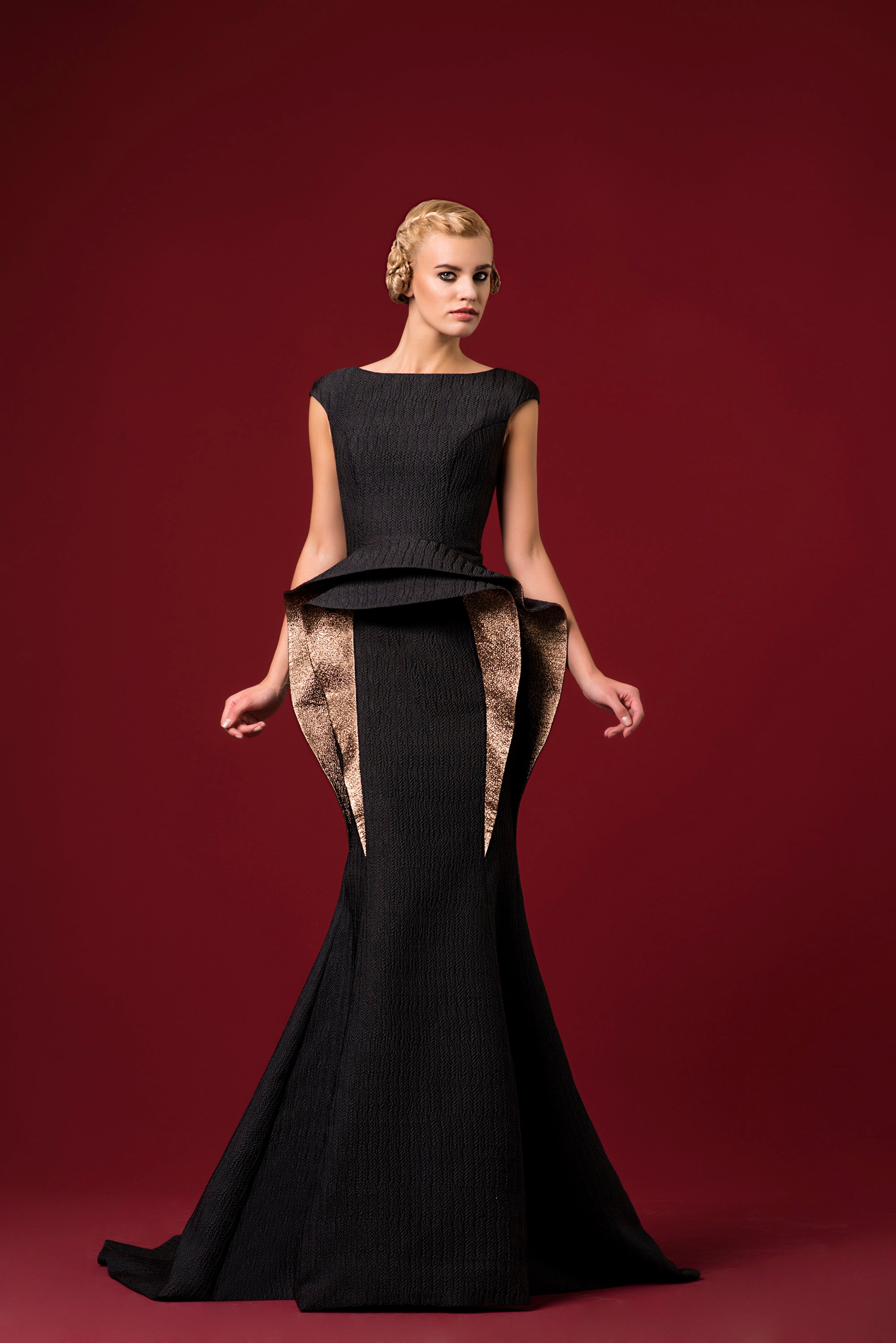 Structured Jacquard Gown with Hint Of Metallic Jacquard John Paul Ataker Structured Jacquard Gown with Hint Of Metallic Jacquard John Paul Ataker