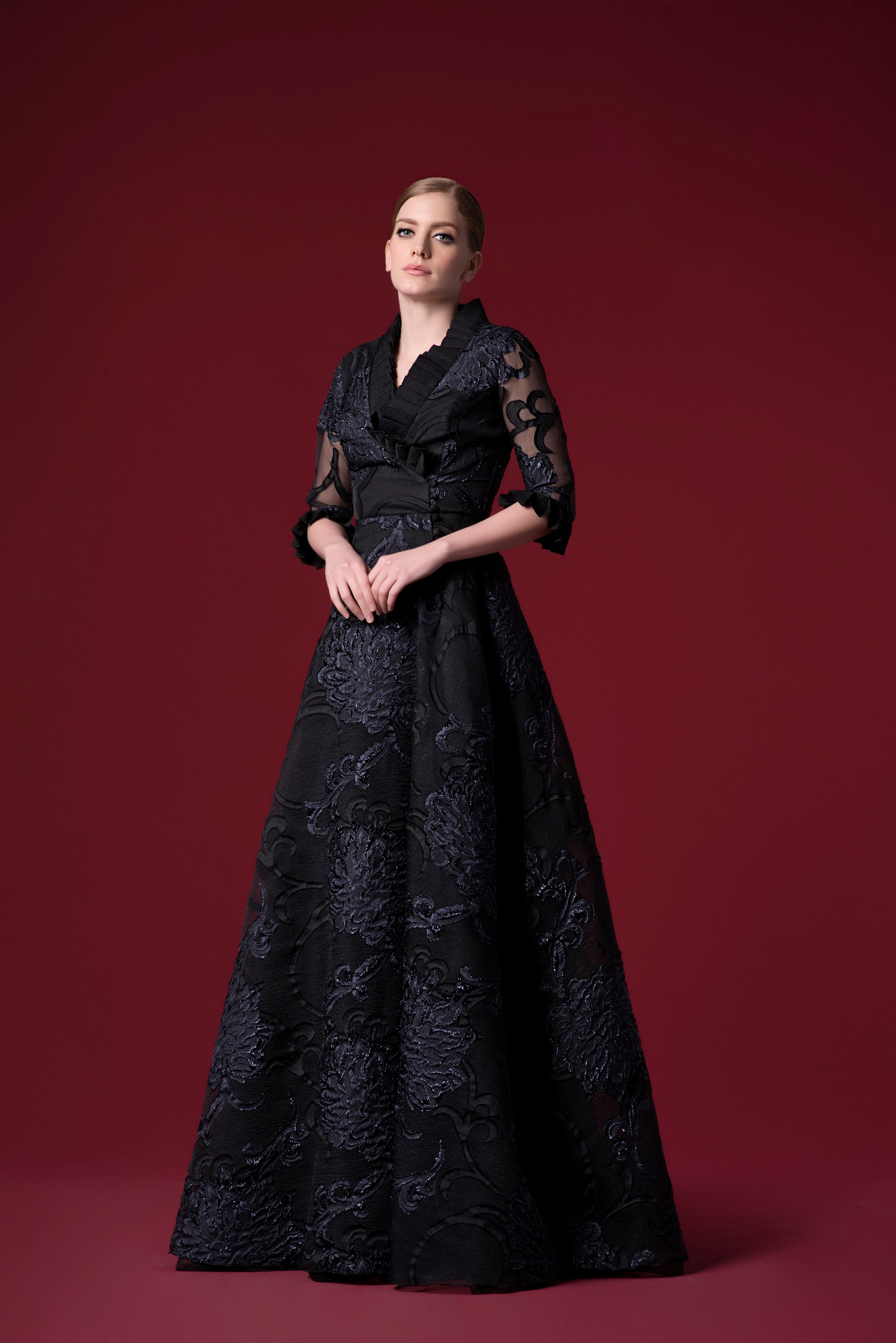 Pleated Detailed A-Line Organza Long Dress John Paul Ataker Pleated Detailed A-Line Organza Long Dress John Paul Ataker