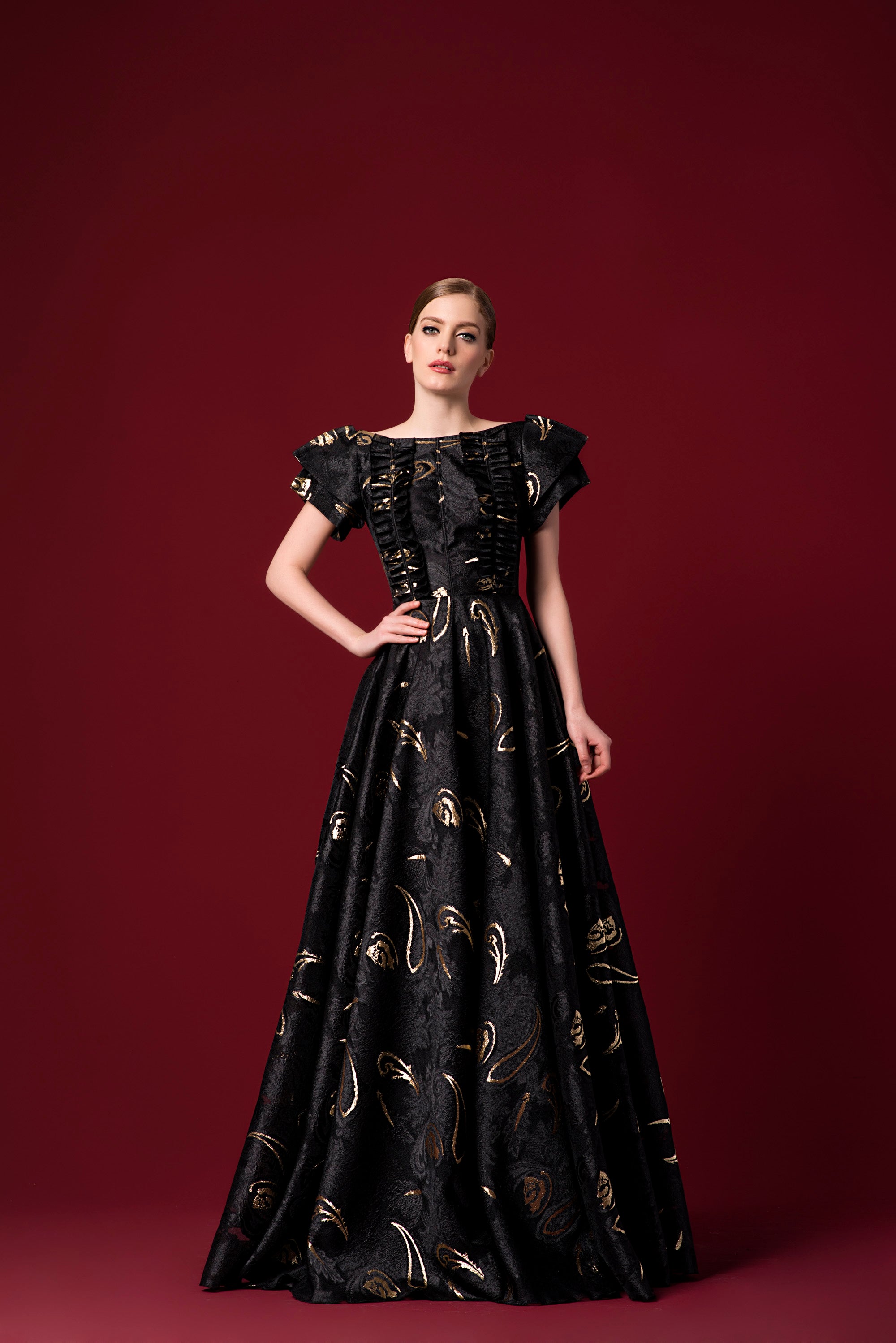 Pleat Detailed Long A-Line Ethnic Jacquard Dress John Paul Ataker Pleat Detailed Long A-Line Ethnic Jacquard Dress John Paul Ataker